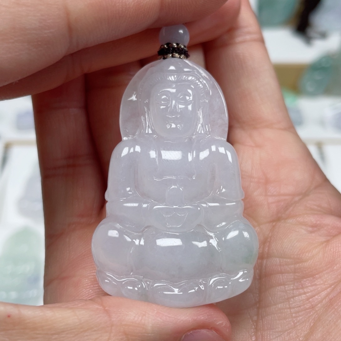 翡翠颈饰未镶嵌天然翡翠A货观音28号