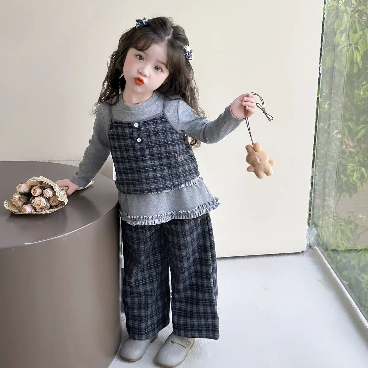 女小童韩版套装春秋装2025新款女宝宝洋气时尚秋装儿童甜美三件套