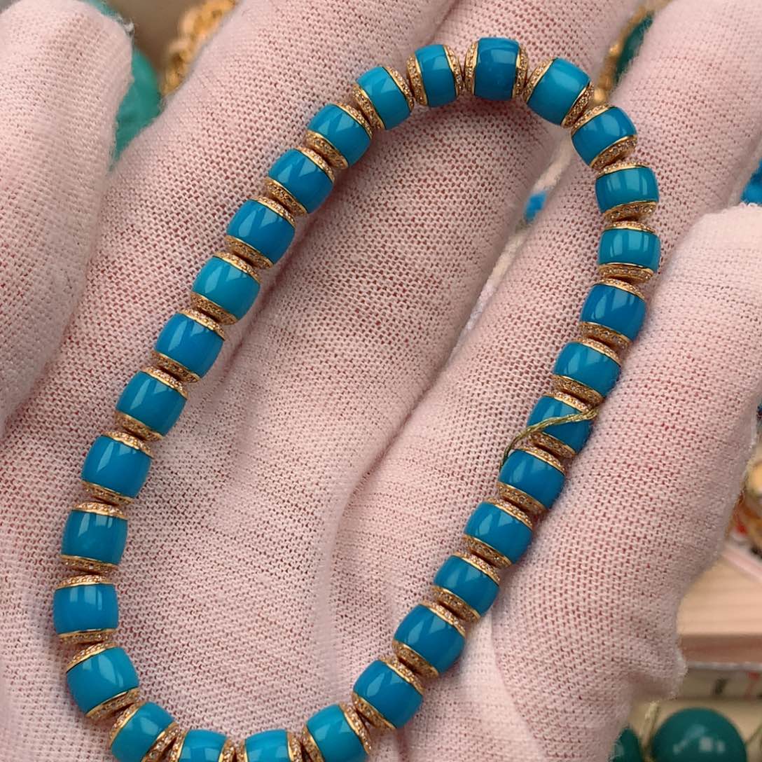 绿松石直径6.118K金镶嵌