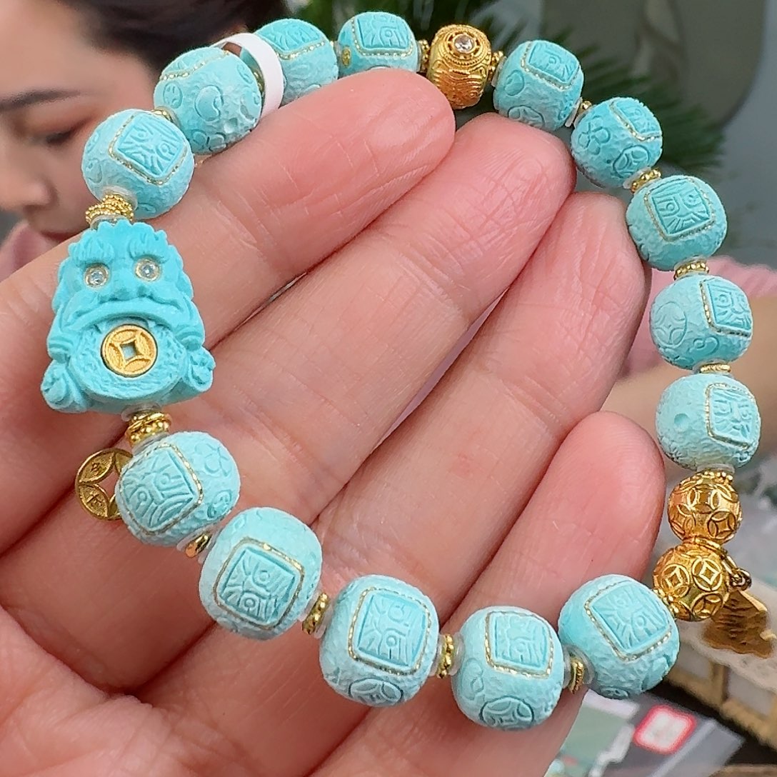 绿松石珠宝奇石18K金镶嵌