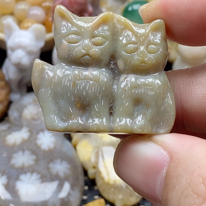 硅化珊瑚（珊瑚玉）颈饰未镶嵌小吊坠