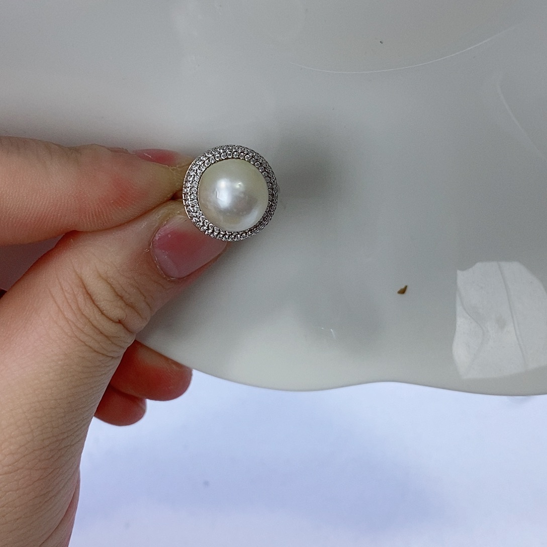 海水珍珠戒指银S925镶嵌