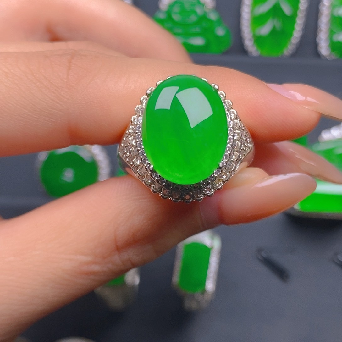 未镶嵌戒指翡翠燃*蛋面