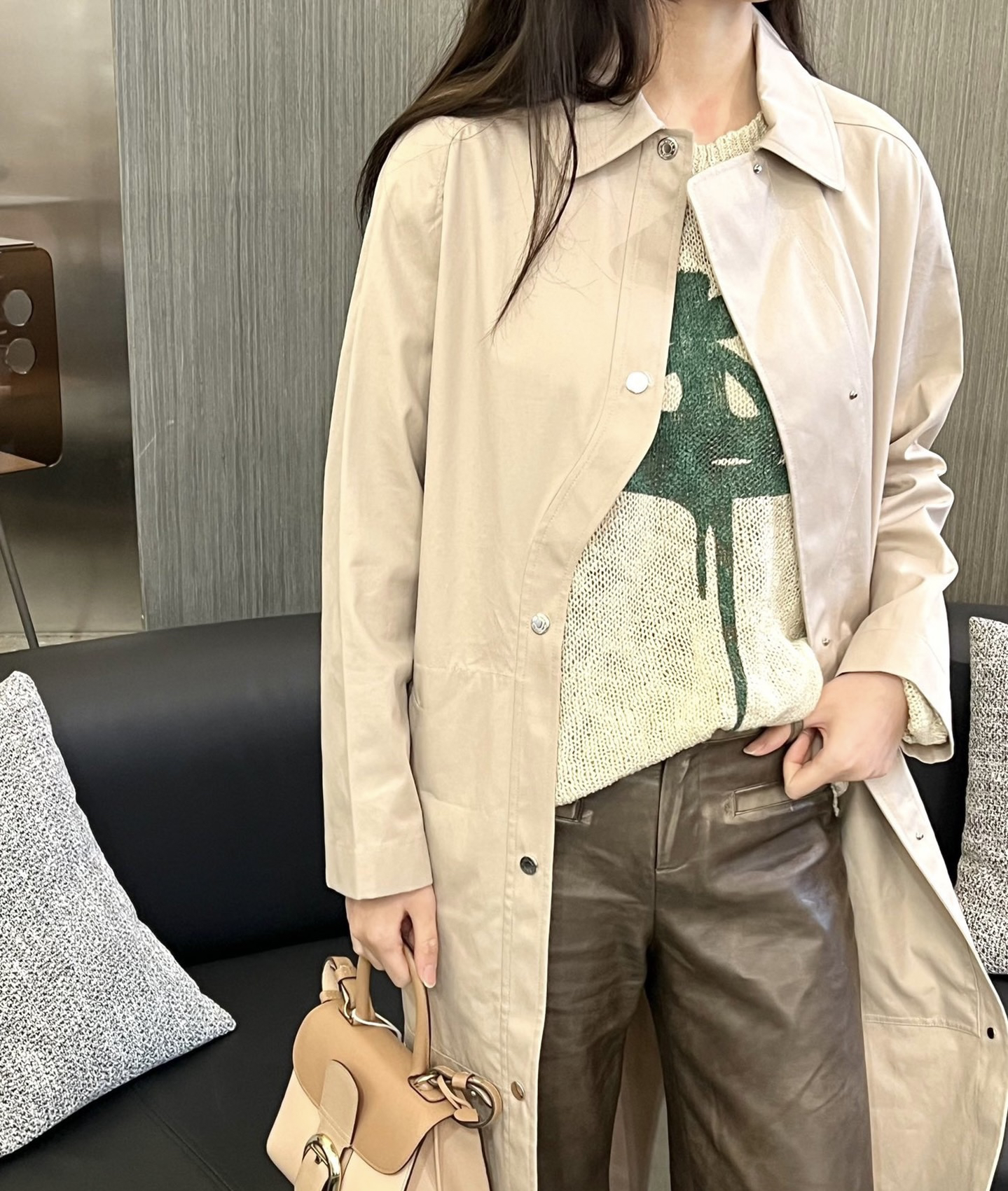 全新未使用 Hermes/爱马仕 卡其色风衣 36码 02720 