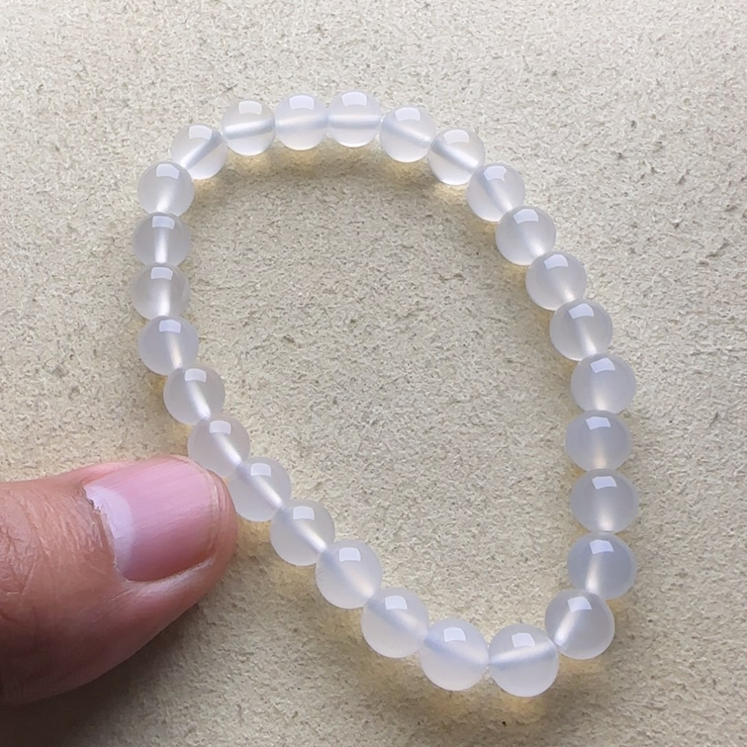 玛瑙/玉髓未镶嵌手链7.3mm荔枝冻