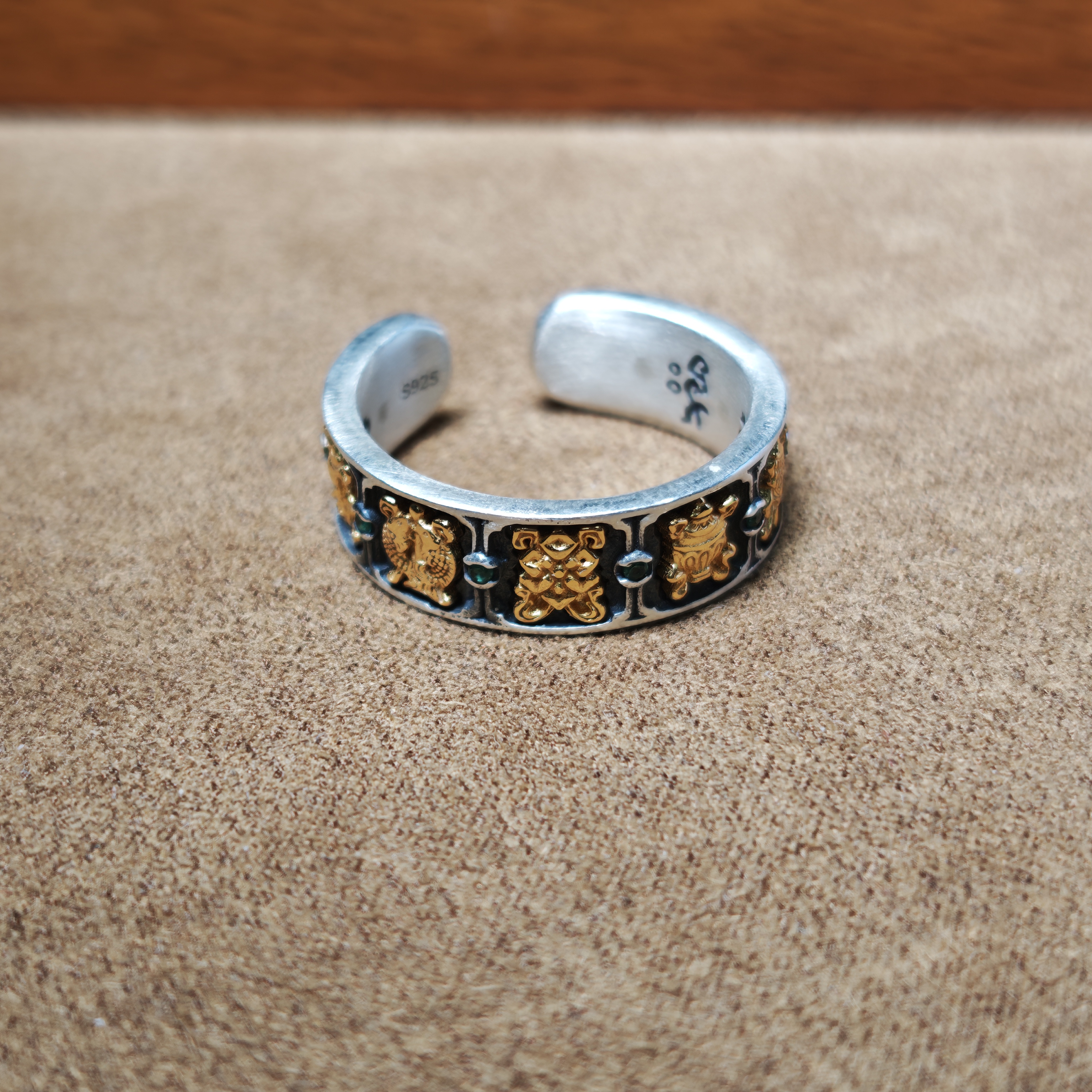 925银银制品 【画子甄选】八宝 银戒指