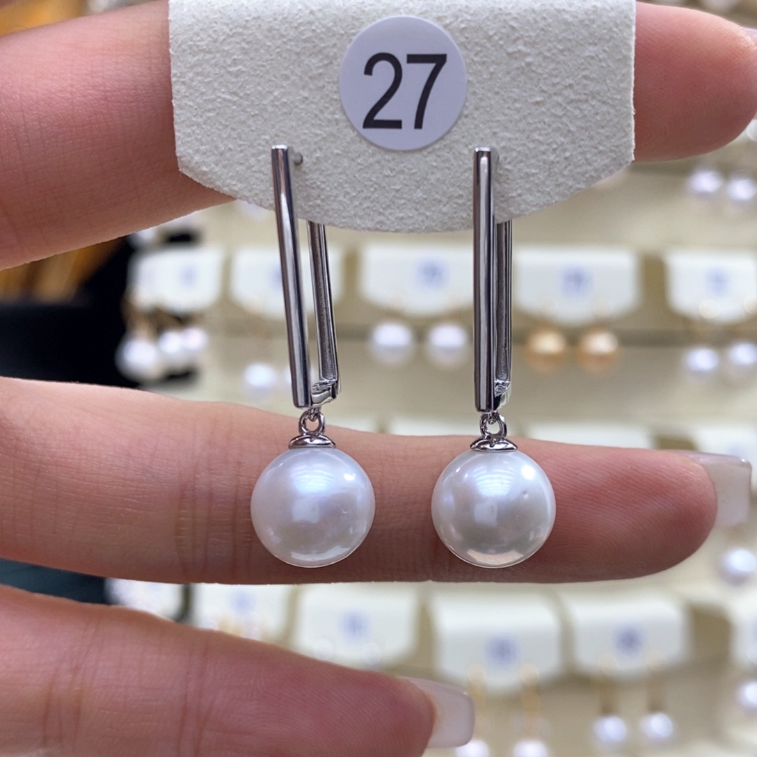 淡水珍珠耳饰银S925镶嵌