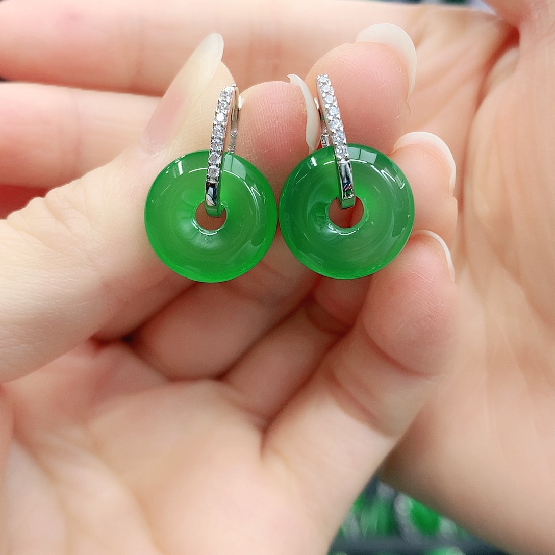 银S925镶嵌耳坠玛瑙/玉髓