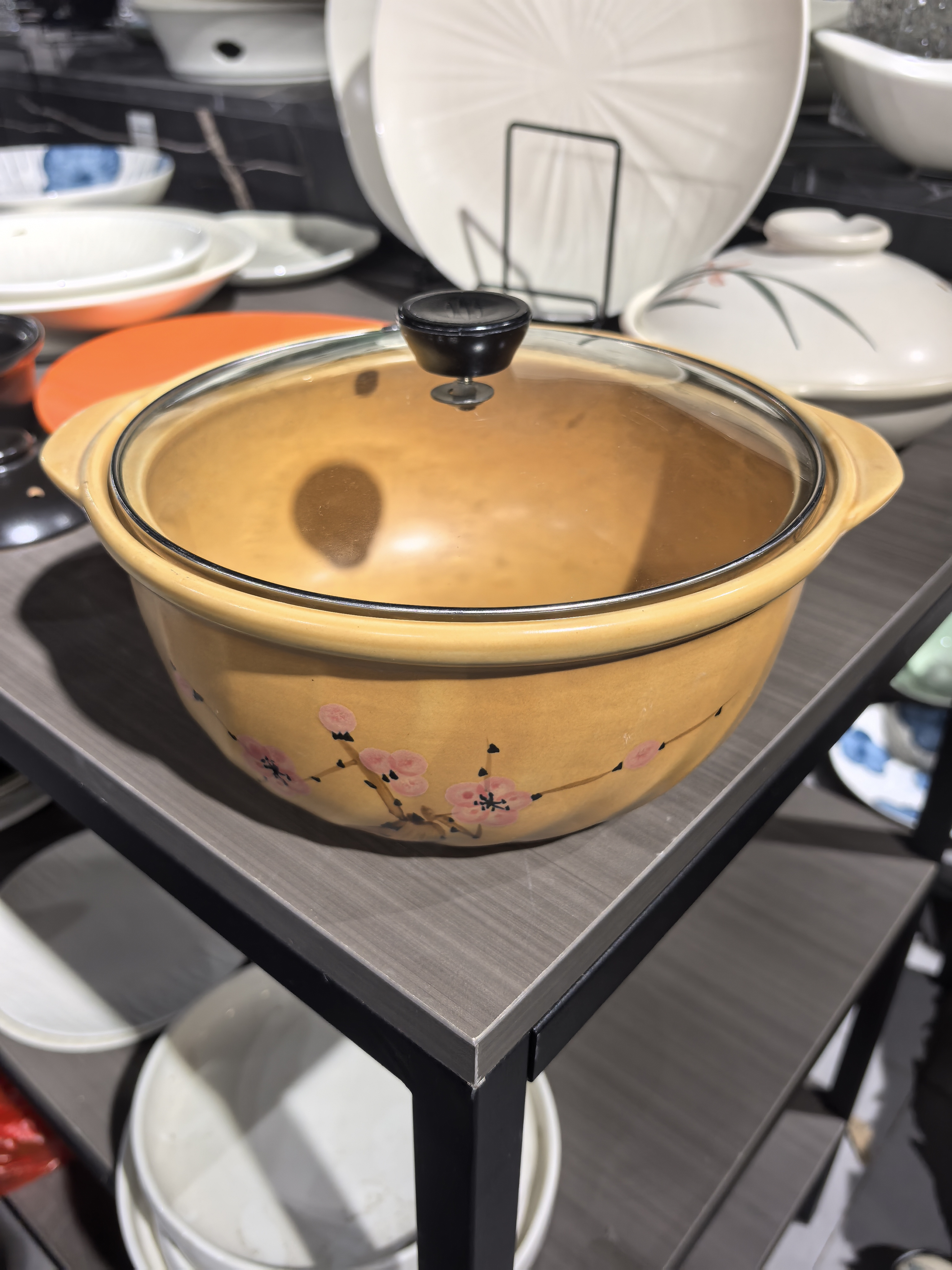 景德镇珍宝砂锅2.5升2411黄梅花微瑕