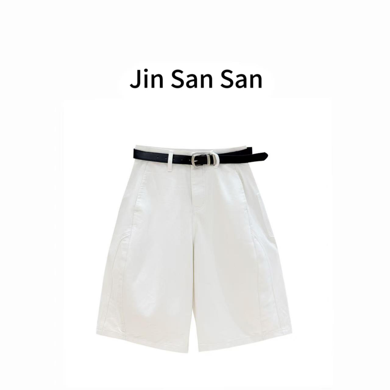 金三三【微风联想】夏季高腰直筒牛仔短裤女款五分裤宽松阔腿H3266