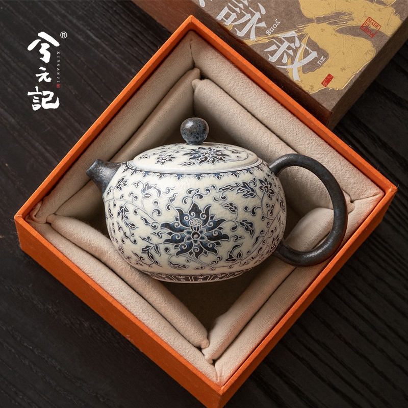 兮元记砾华银莲陶瓷茶壶青花西施壶家用功夫茶具陶瓷单壶2025新款