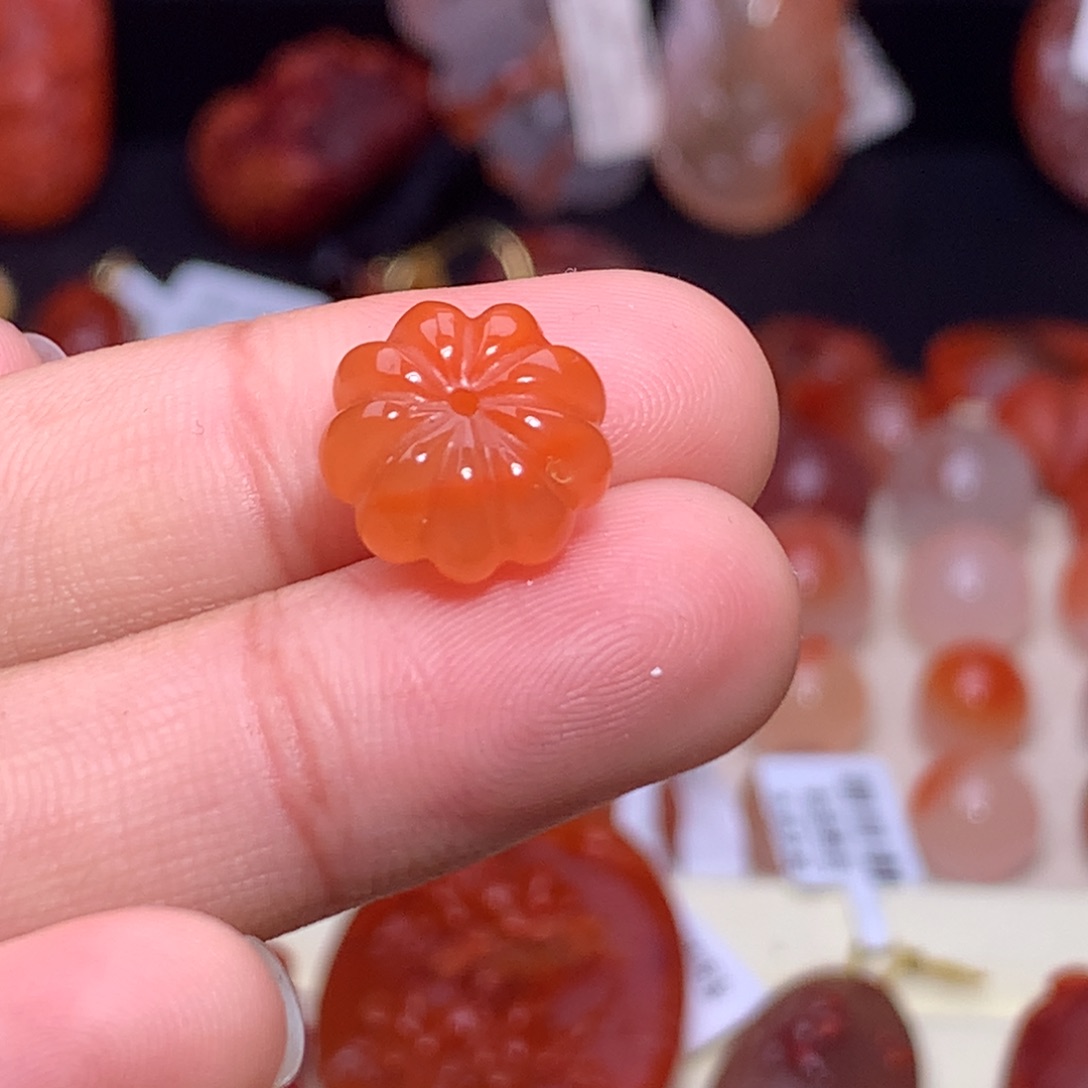 南红玛瑙未镶嵌珠宝半成品南瓜珠