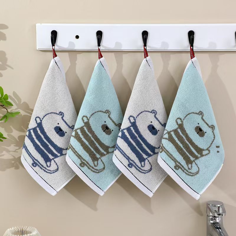 25*25cm 6条挂式小方巾纯棉儿童家用洗脸擦手可爱柔软吸水不掉毛