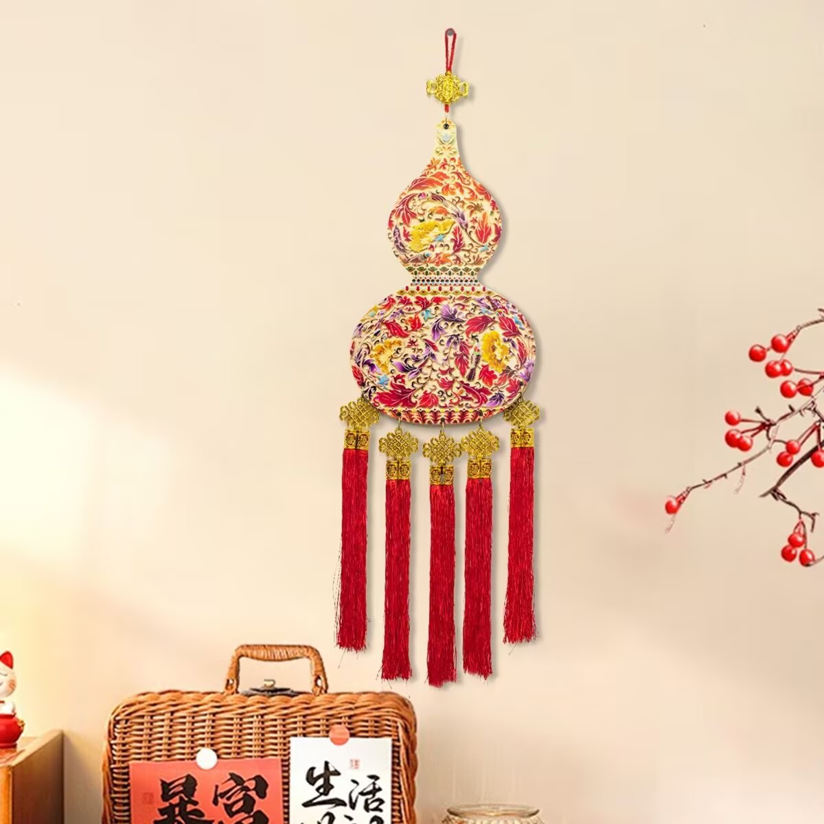 Q20新中式挂件入户大门福禄葫芦挂件新年客厅吉祥中国结挂饰葫芦