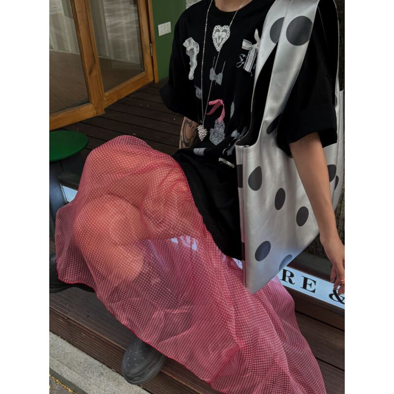 HELLOTANGO《格影双生》夏季韩系格纹网纱百搭叠穿半身裙85680#