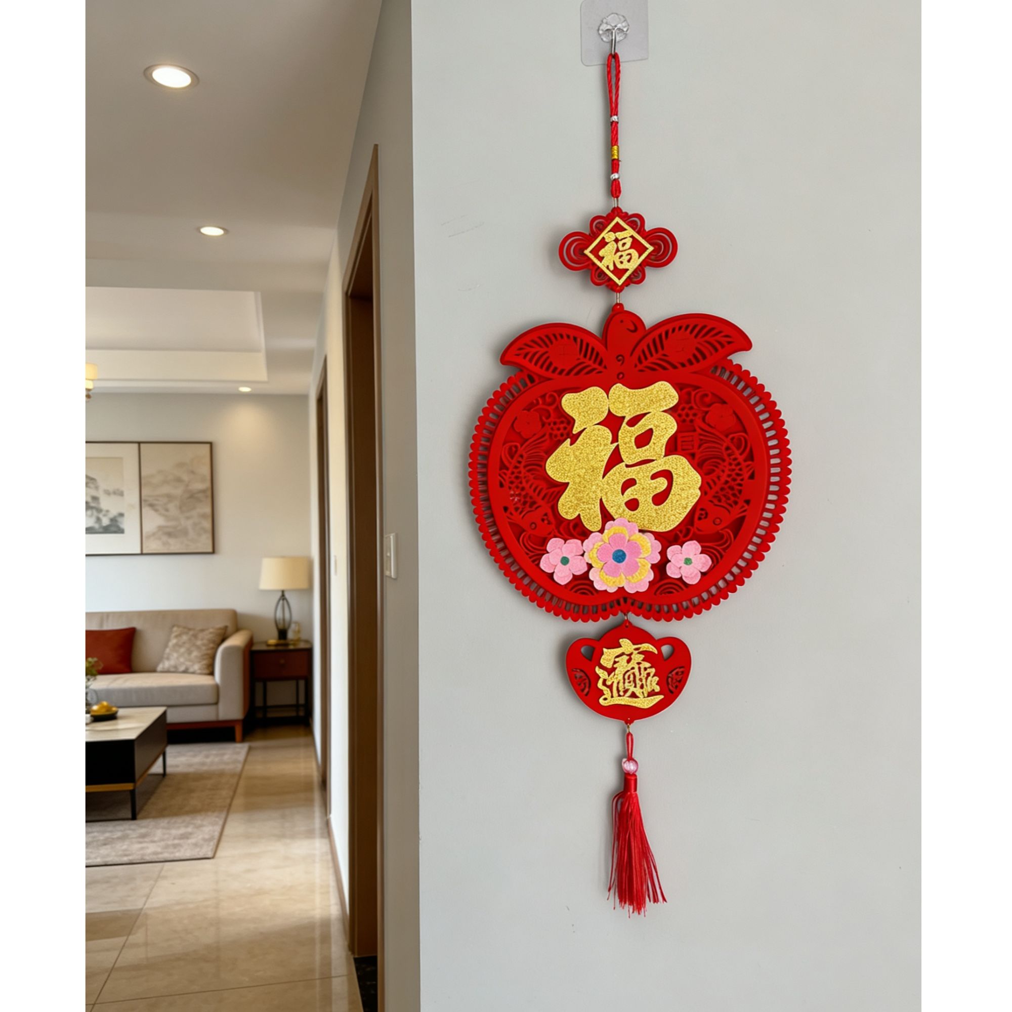 爆款喜庆中国结挂件新年入户门客厅装饰福字挂件苹果福字挂件