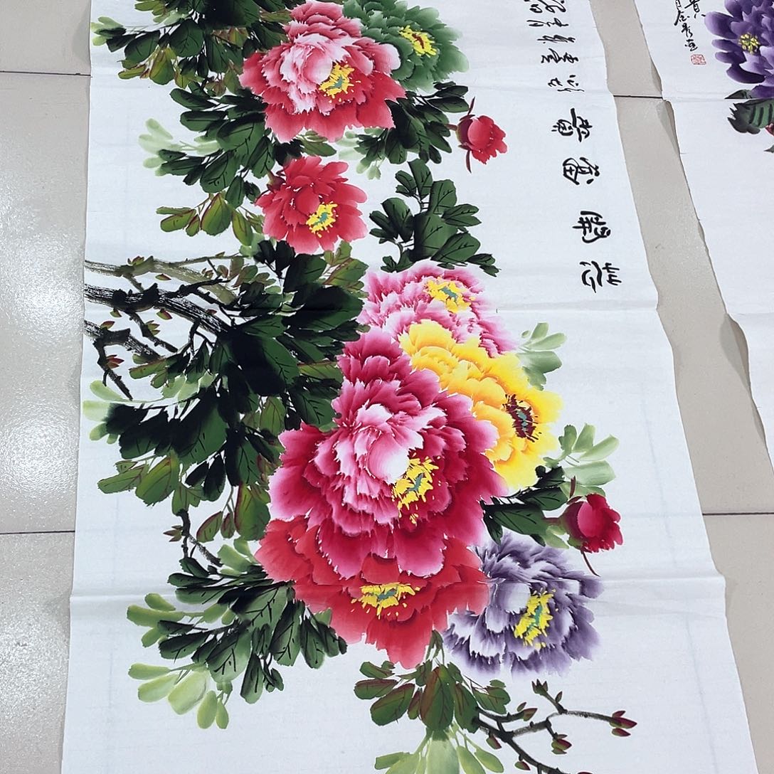 国画纯手绘的花鸟山水
