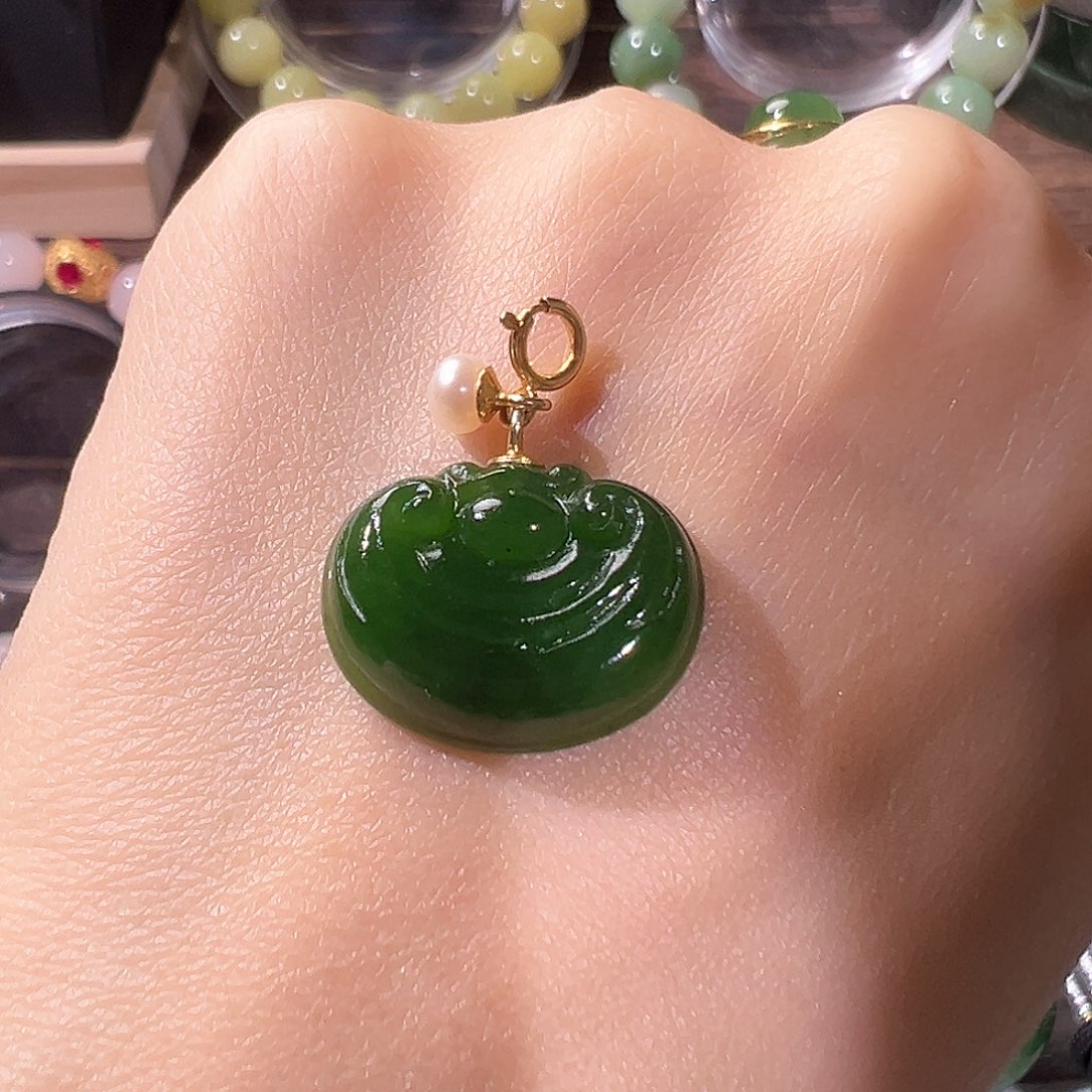 和田玉颈饰银S925镶嵌