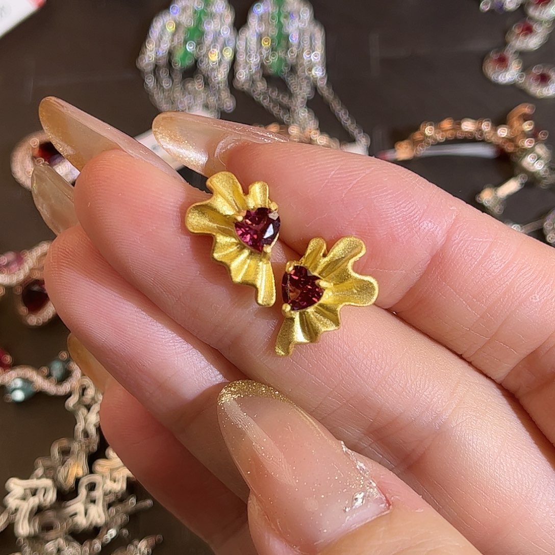 石榴石耳坠银S925镶嵌