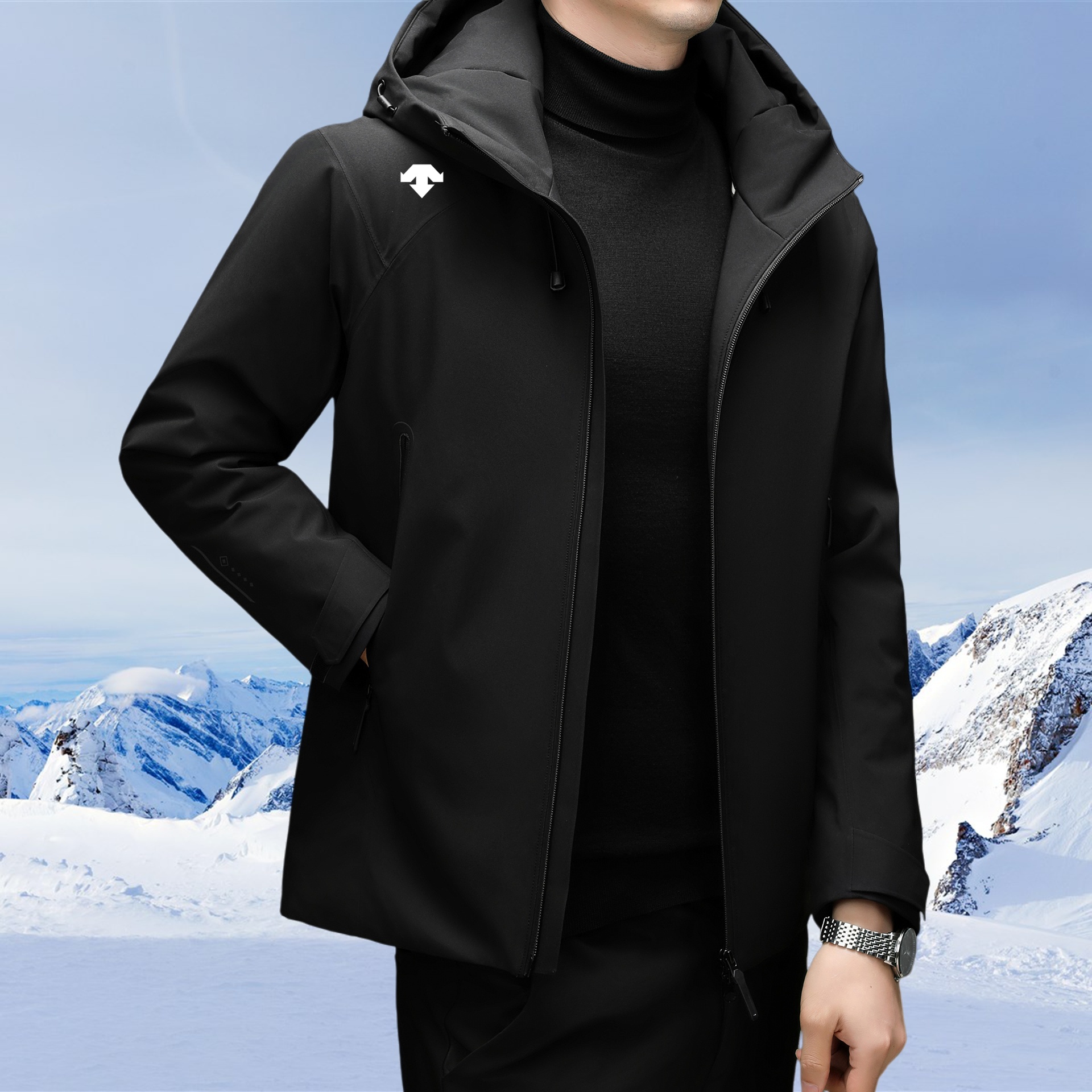 【商场同款】2025秋冬新款 男士城市户外连帽冲锋衣 一体式内胆外套