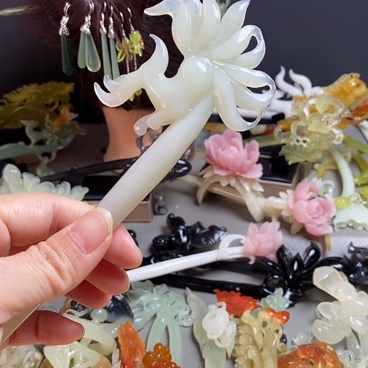 岫玉未镶嵌发簪发簪