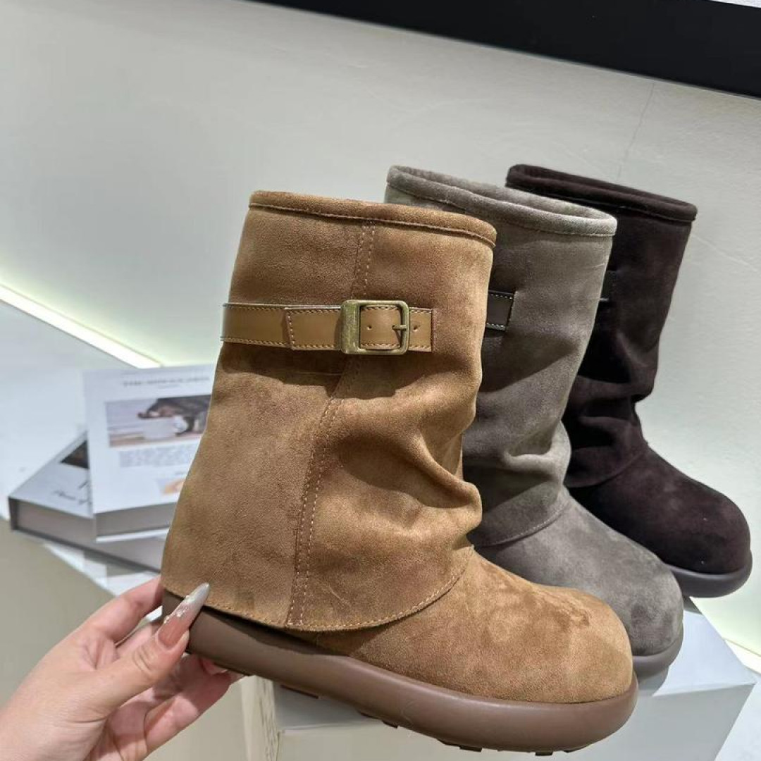 露思同款2025冬季加绒保暖雪地靴女时尚休闲增高靴子百搭不挑腿