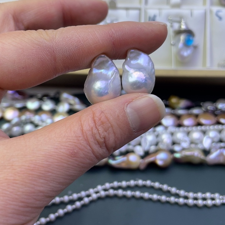 淡水珍珠耳饰银S925镶嵌