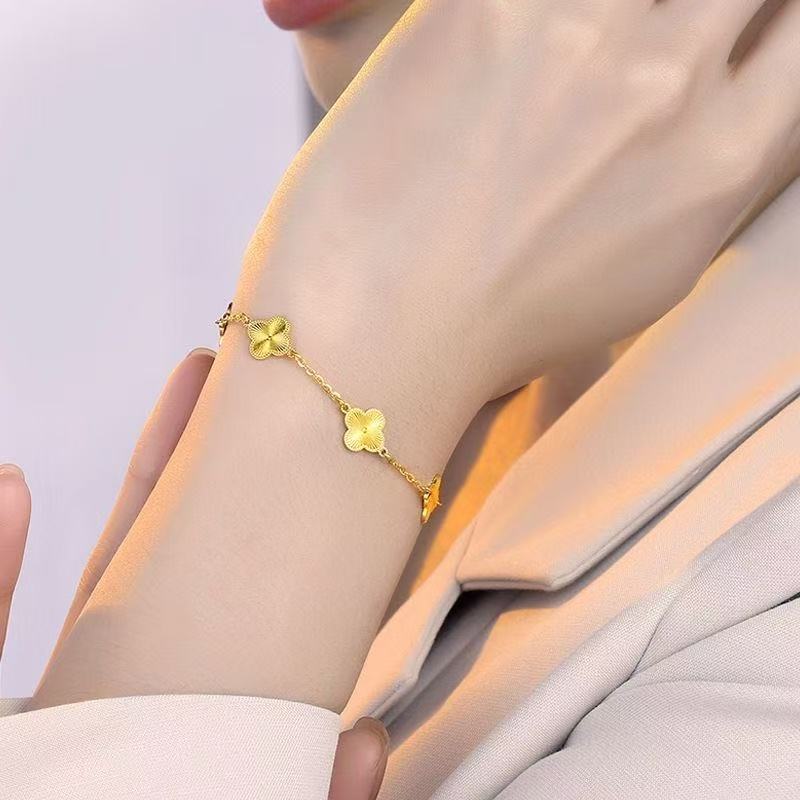 合金手链 新款正品手链女款幸运四叶草可调节水洗可百搭手链