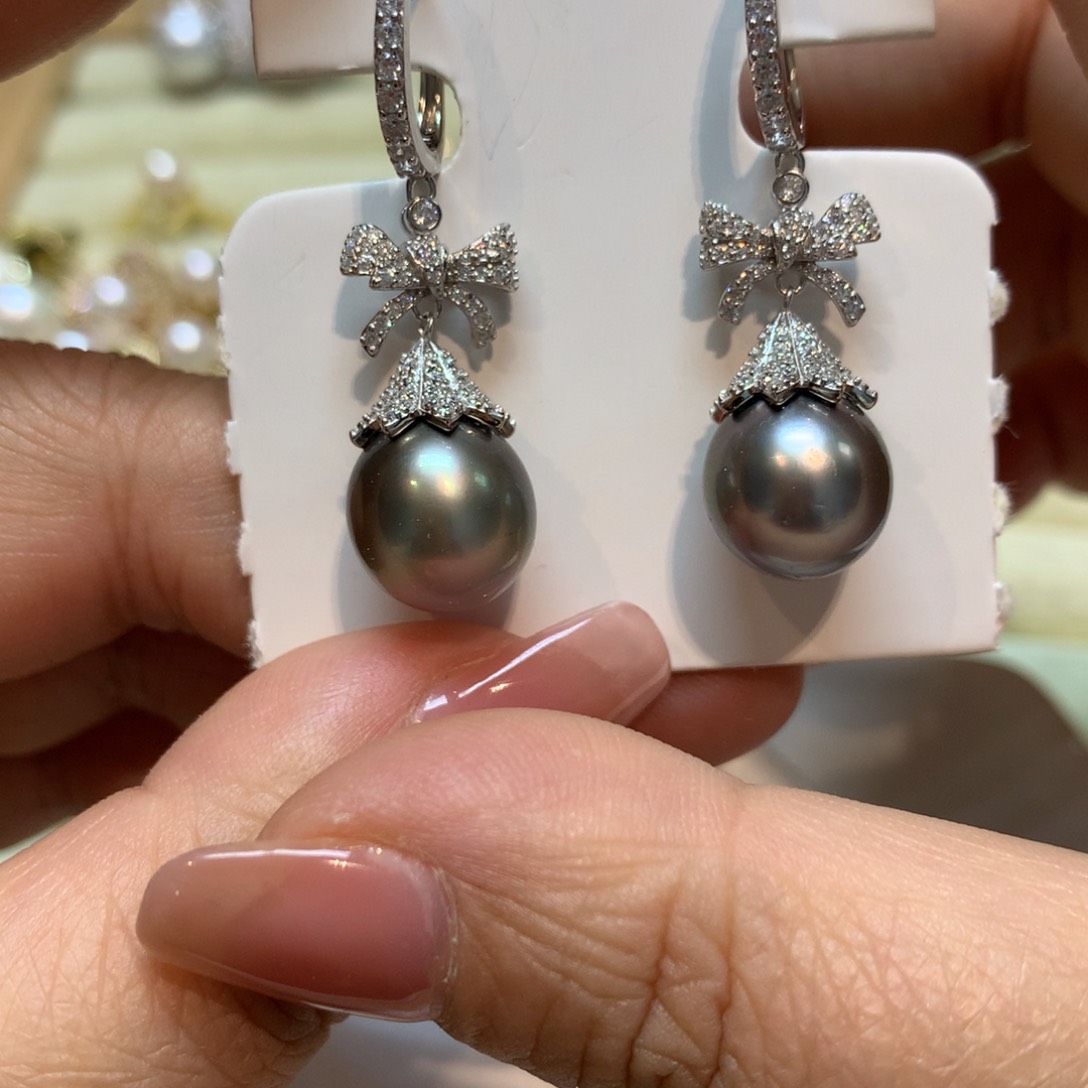 海水珍珠耳饰银S925镶嵌