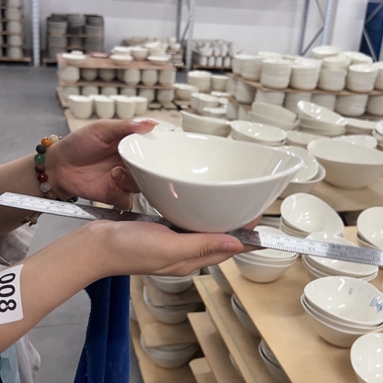 新骨瓷027微瑕暖白6寸元宝碗