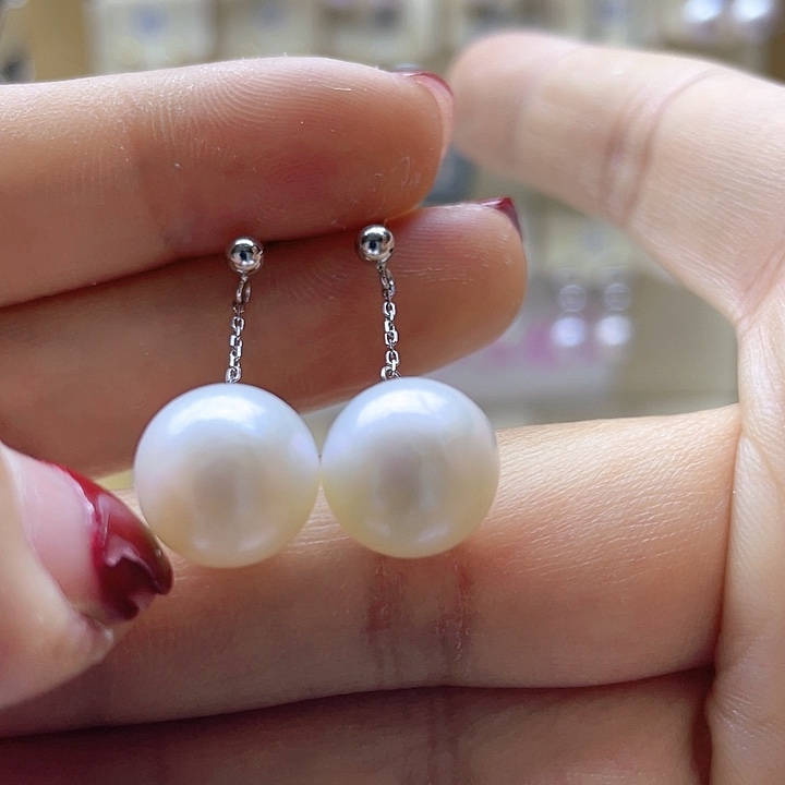 银S925镶嵌淡水珍珠耳饰