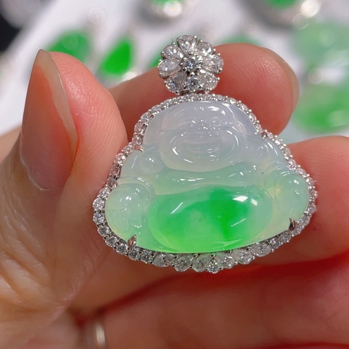 翡翠18K金镶嵌吊坠(不含链)