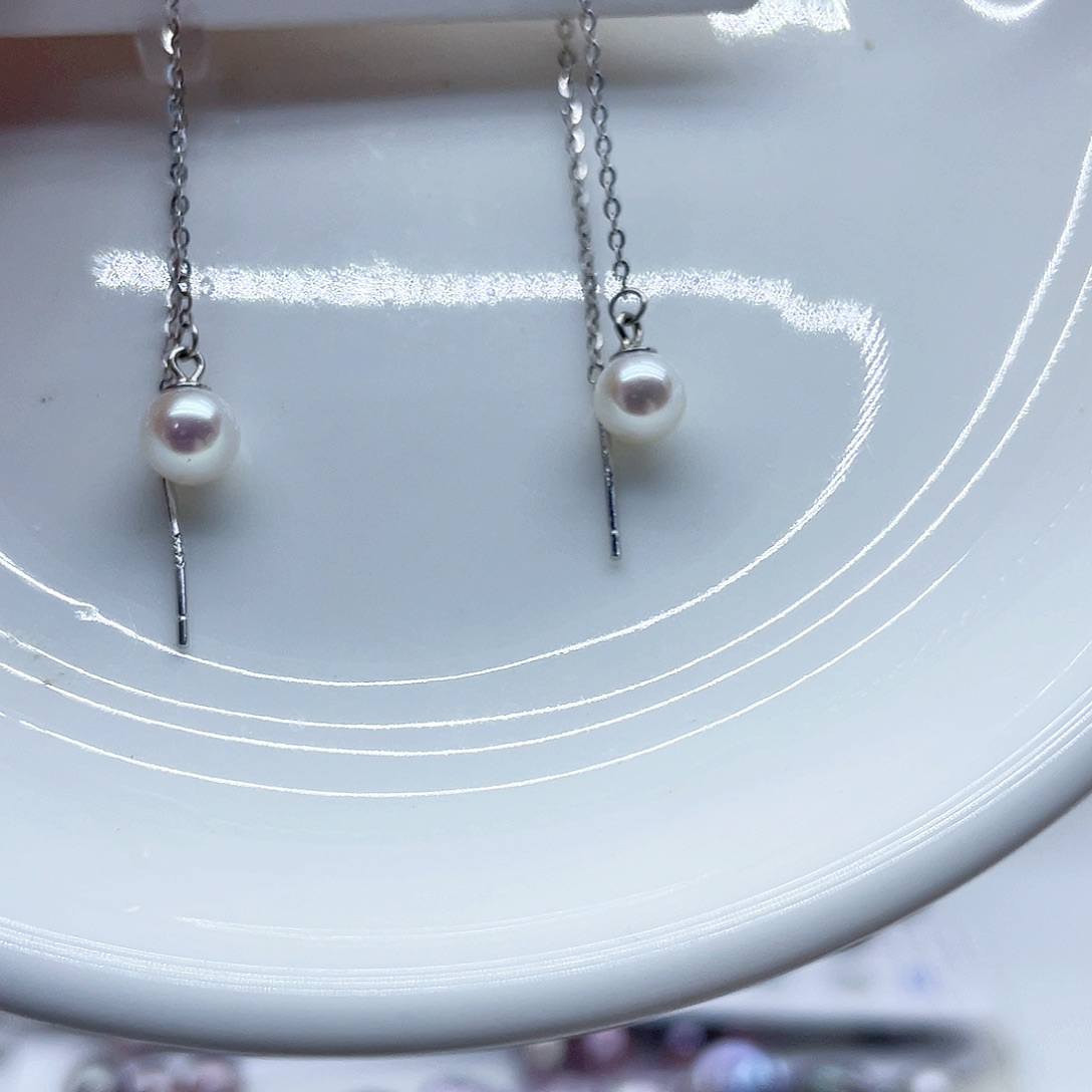 银S925镶嵌耳饰淡水珍珠