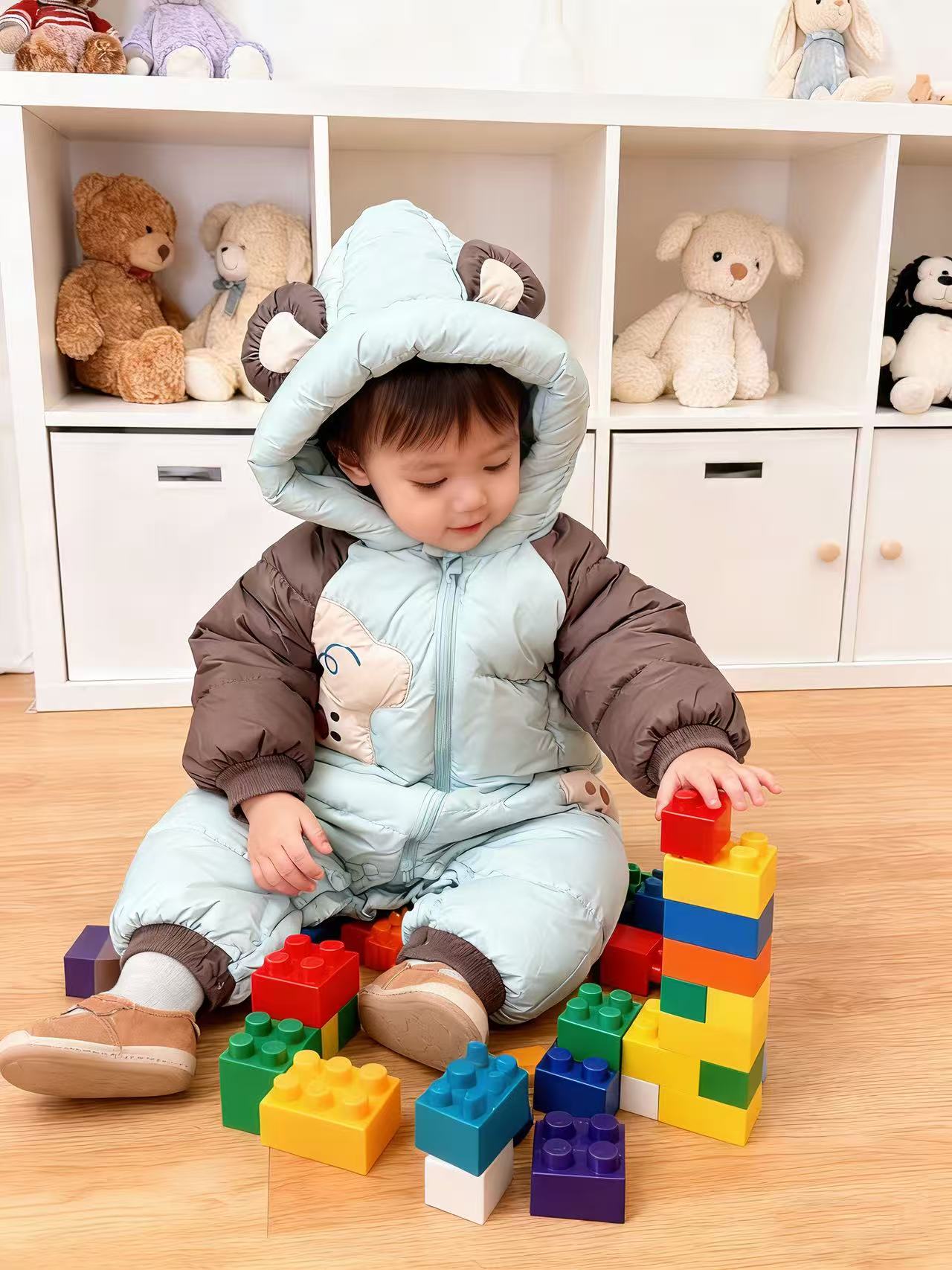 【商场鸭绒】（新款断码）巴家加厚白鸭绒羽绒服连体衣宝宝保暖