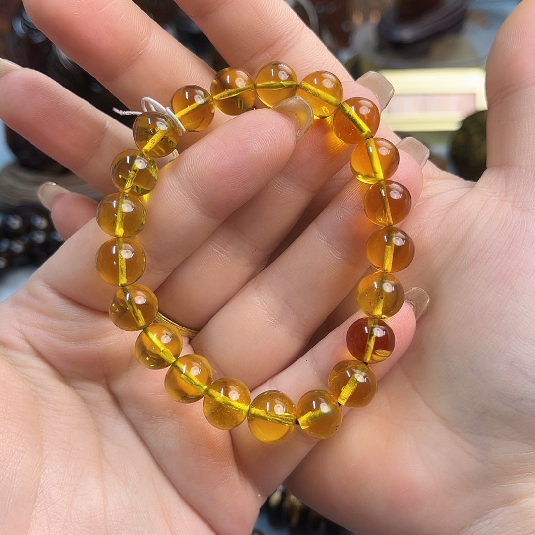 琥珀手链未镶嵌缅甸琥珀金珀手串9-10m