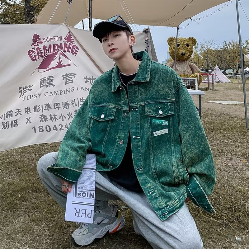 17号 水洗复古翻领牛仔夹克外套