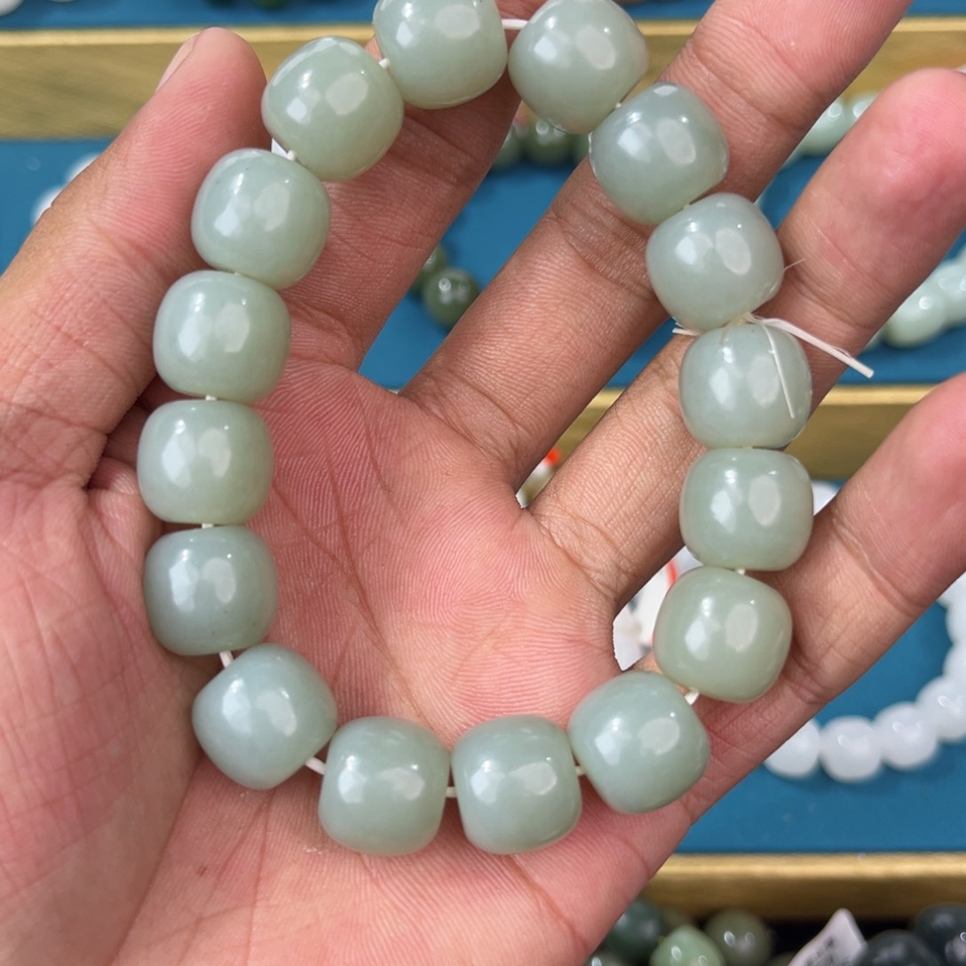 手串未镶嵌和田玉纯天然新疆和田玉且末天空蓝14mm