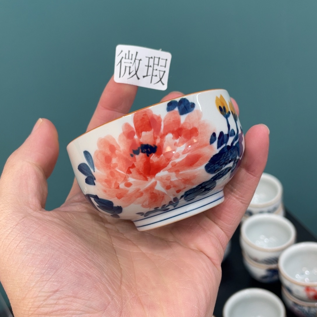 釉下手绘茶具微瑕