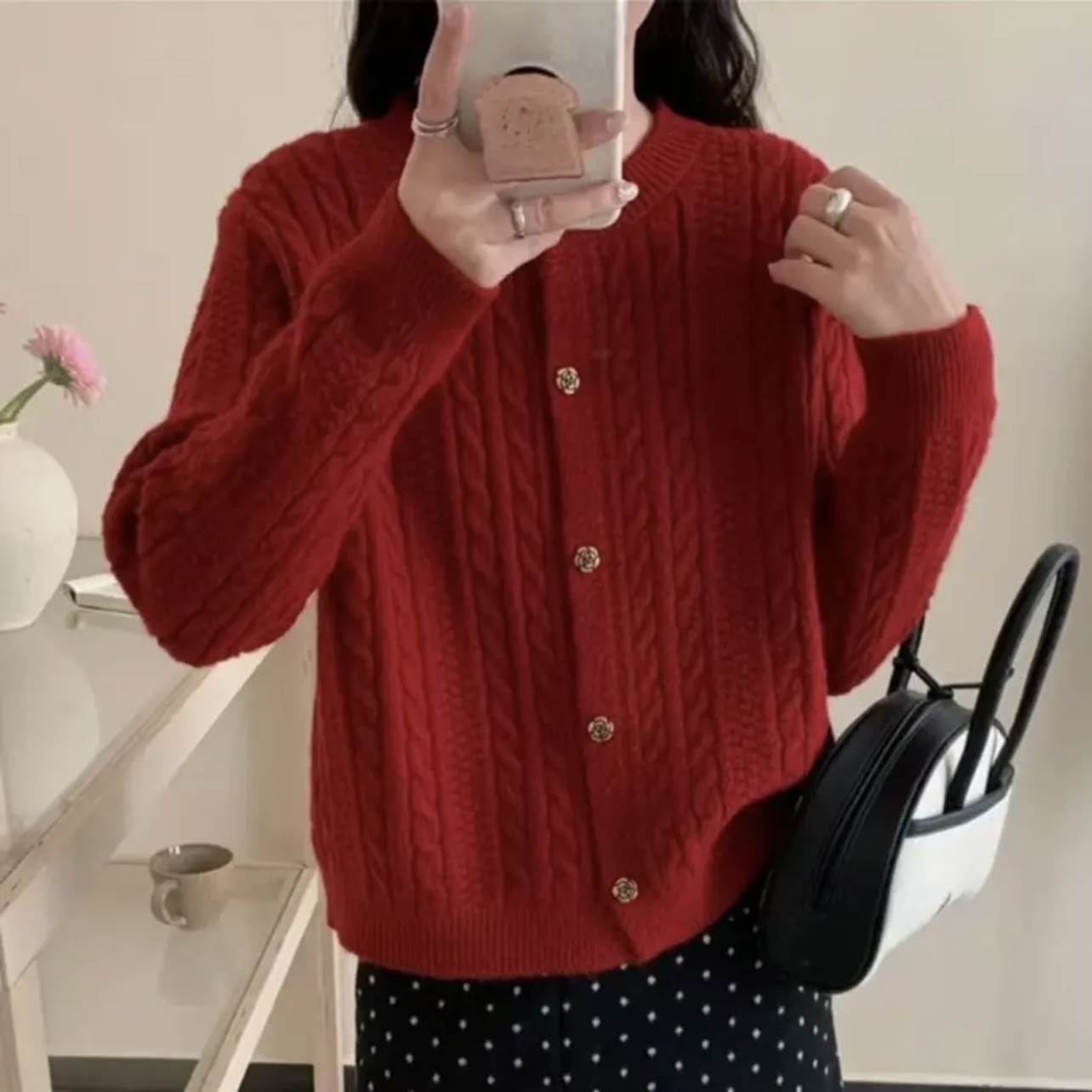 2025年新款复古小麻花长袖针织加厚毛衣时尚百搭毛衫秋冬开衫