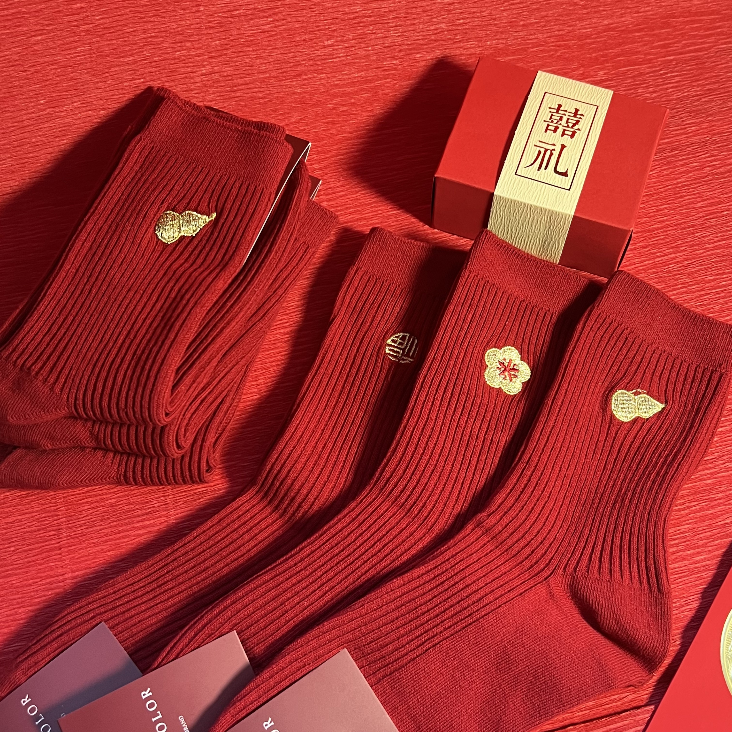 【荣姐自产自销】福禄有钱花新年红袜子  女士款