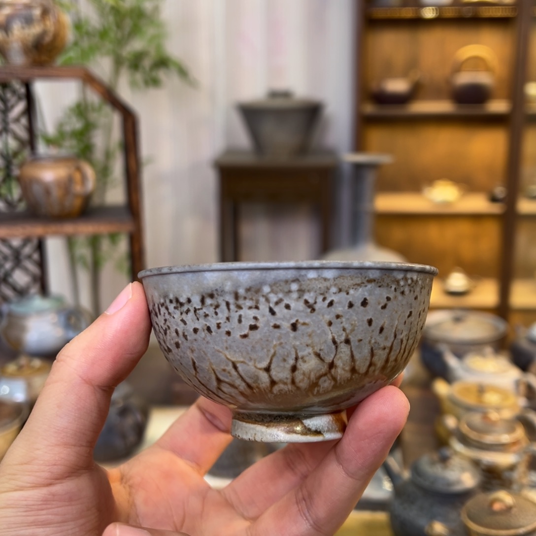 不染柴烧精品鸡心杯