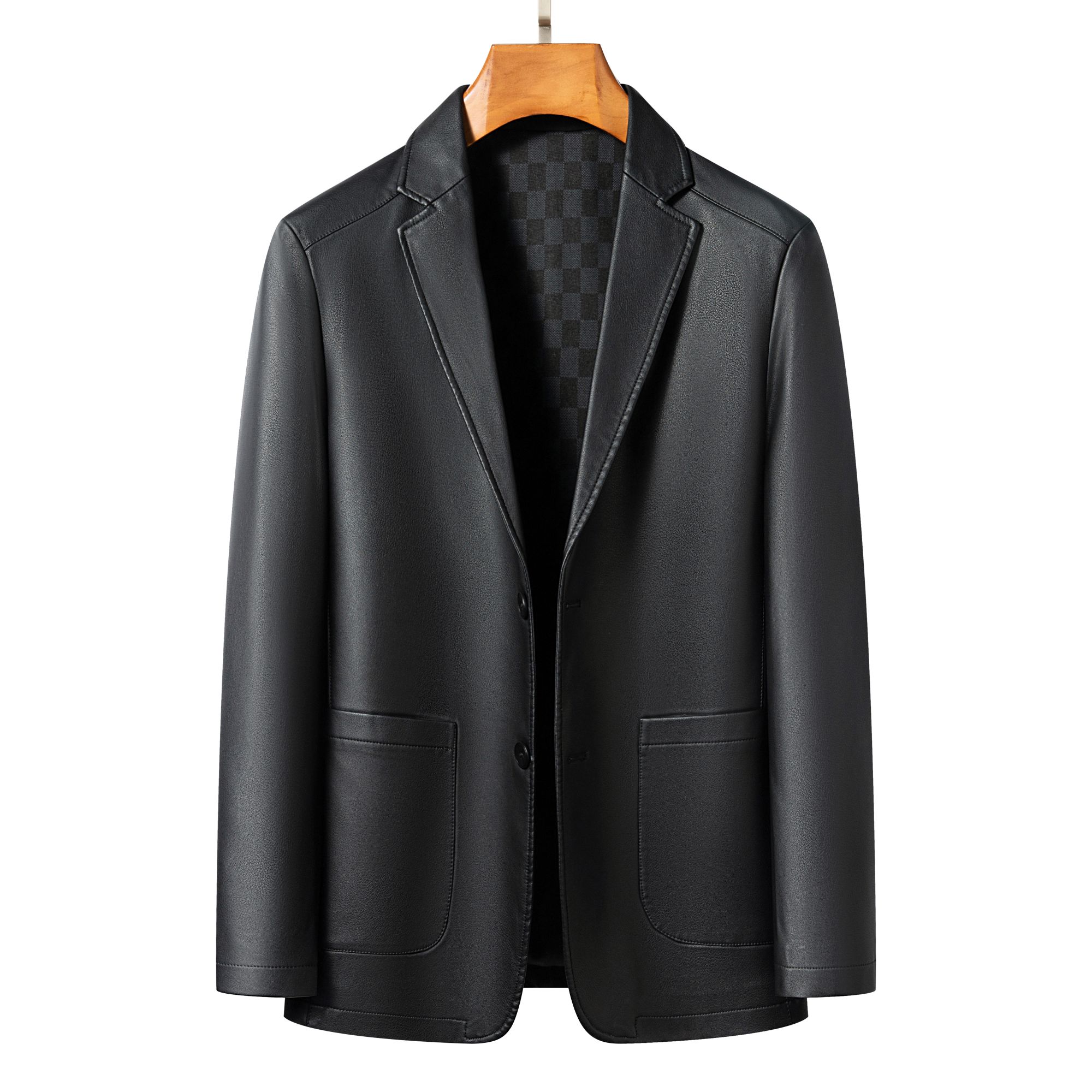 [海宁真皮]男士海宁真皮头层山羊皮高档商务休闲西服中老年春秋