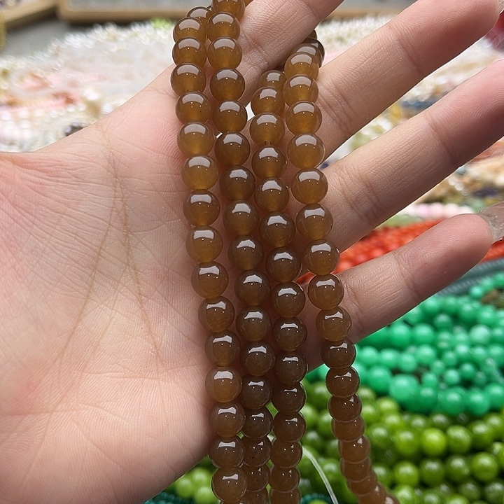 玛瑙/玉髓珠宝半成品未镶嵌一条8mm左右糖料和田玉