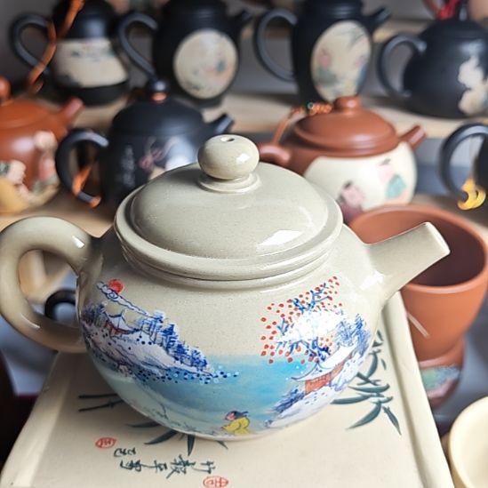 建水紫陶青花全品5号240cc