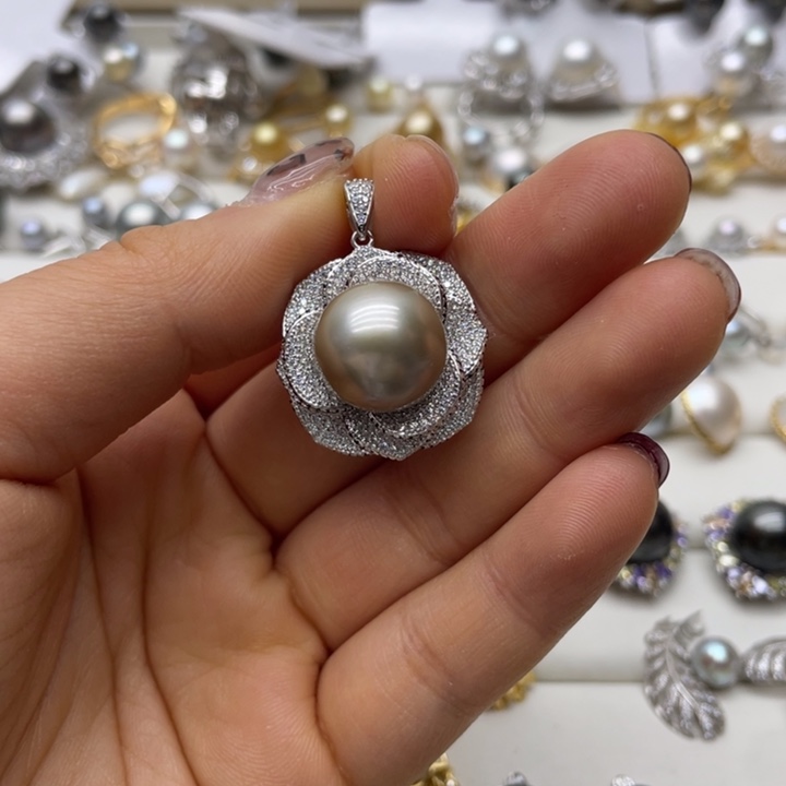 海水珍珠吊坠(不含链)银S925镶嵌