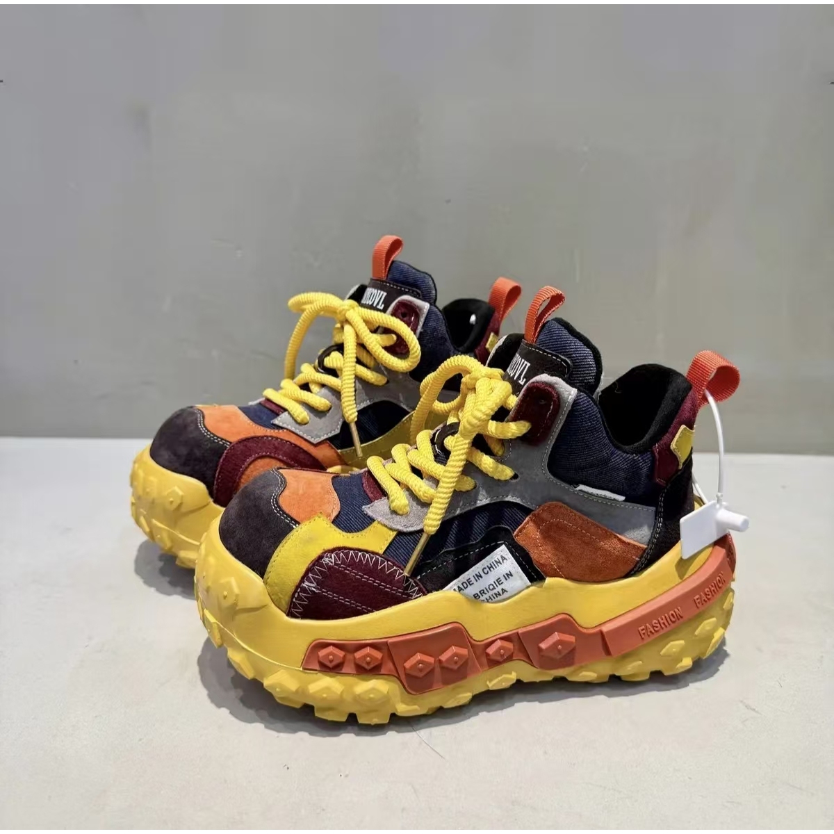 【盼】【加绒/单里】2025新款高帮老爹鞋真皮拼色原创小众设计款女鞋