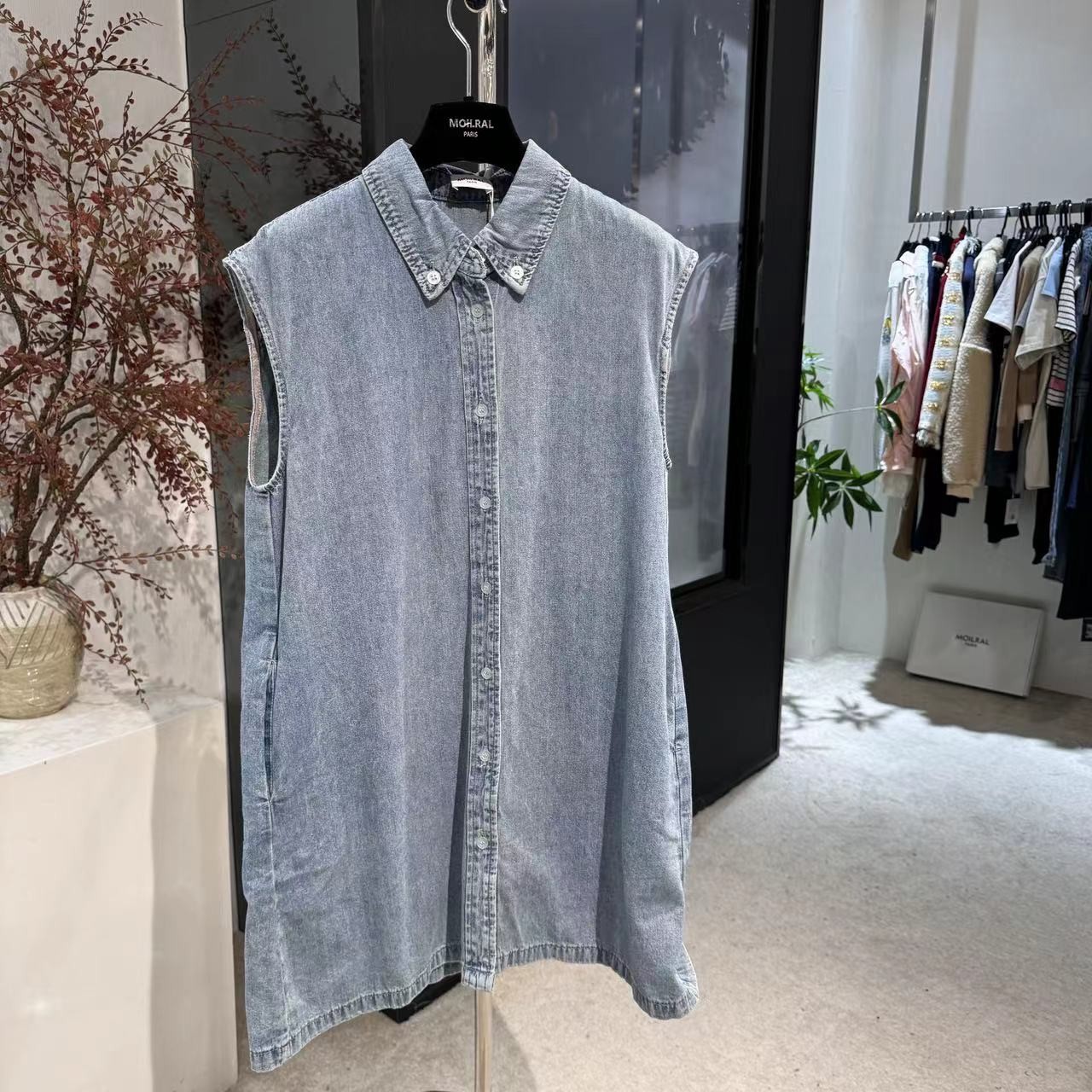 蓝色时尚休闲百搭无袖连衣裙179