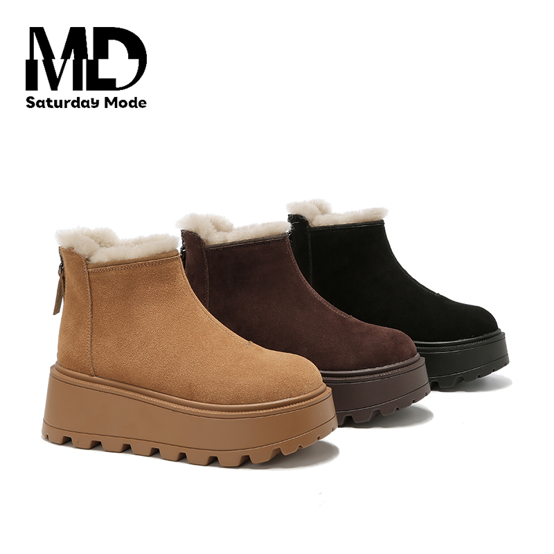 SATURDAYMODE女士雪地靴6cm增高2025新冬季加绒加厚雪地棉【郭】
