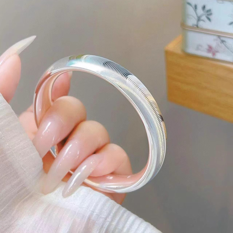 足银手镯 喜宝春花足银999手镯  宽版猫眼 轮胎泥鳅背手镯