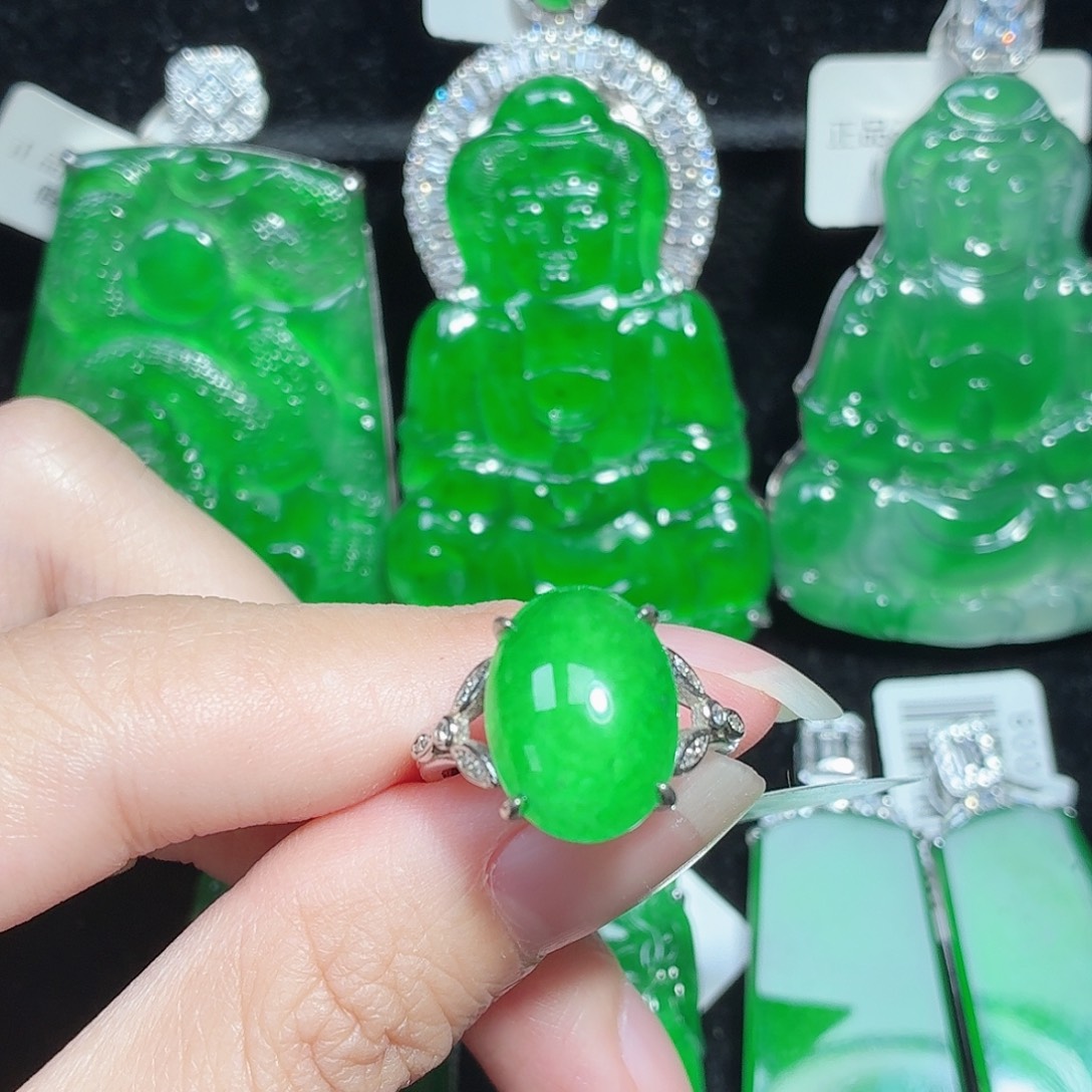 翡翠银S925镶嵌戒指